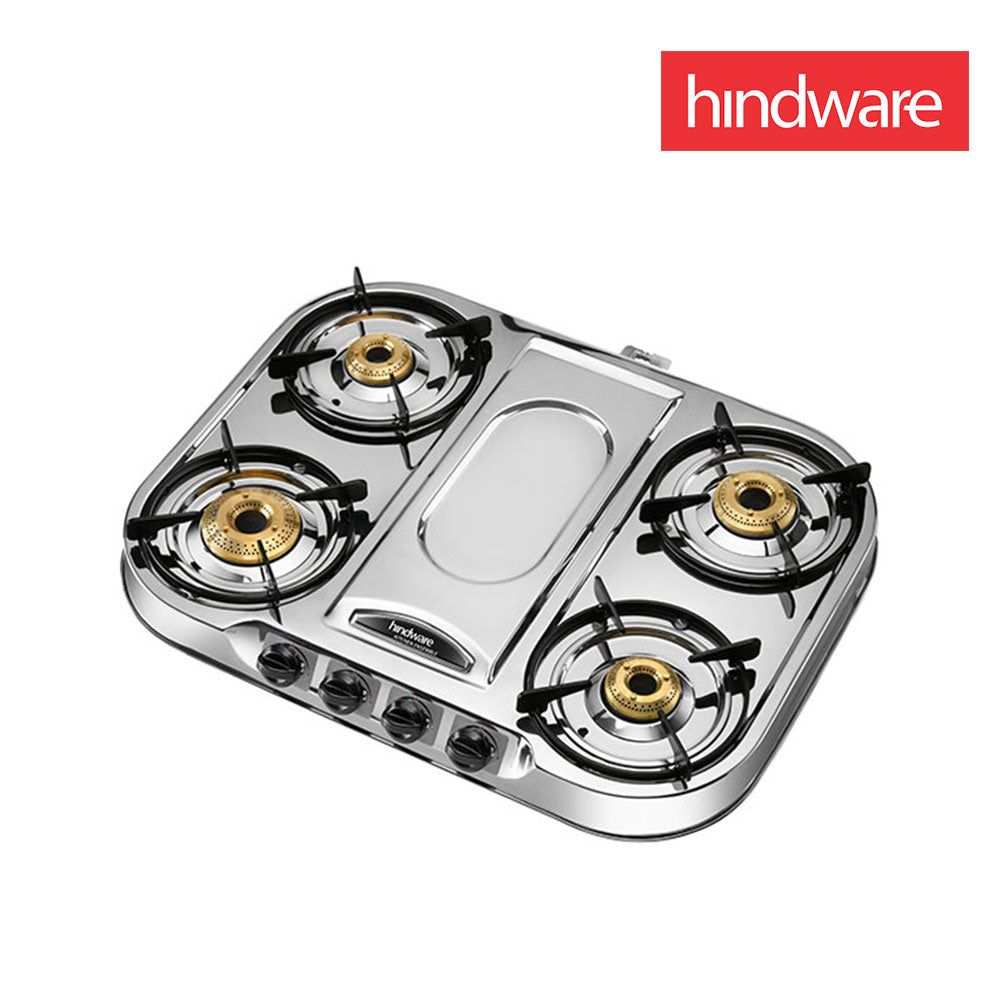 Hindware Festo 4 Burner Stainless Steel Cooktop-Silver