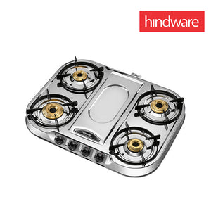 Hindware Festo 4 Burner Stainless Steel Cooktop-Silver