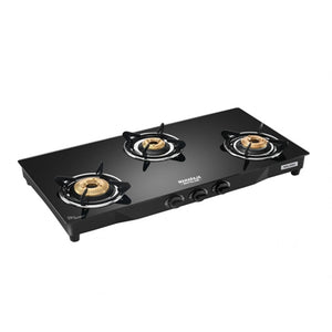 Maharaja Whiteline Solana 3 Burner Glass Gas Cooktop - Black