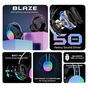 Hammer Blaze Wired Gaming Headphone - Black