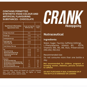 Crank Energy Shot – Chocolate Flavour, Pack of 12 (60ml each)
