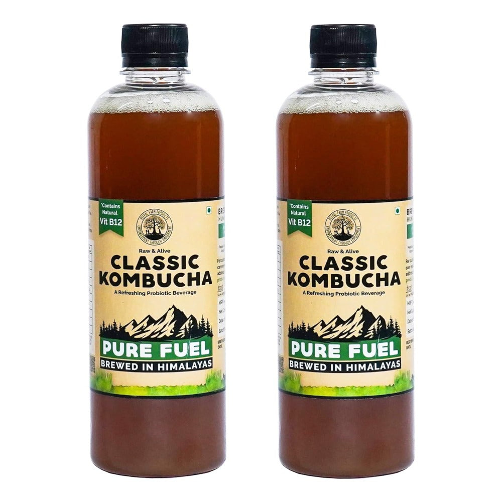 Peepal Farm Handcrafted Classic Kombucha Black Tea Liquid - Pack of 2 x 500 ml
