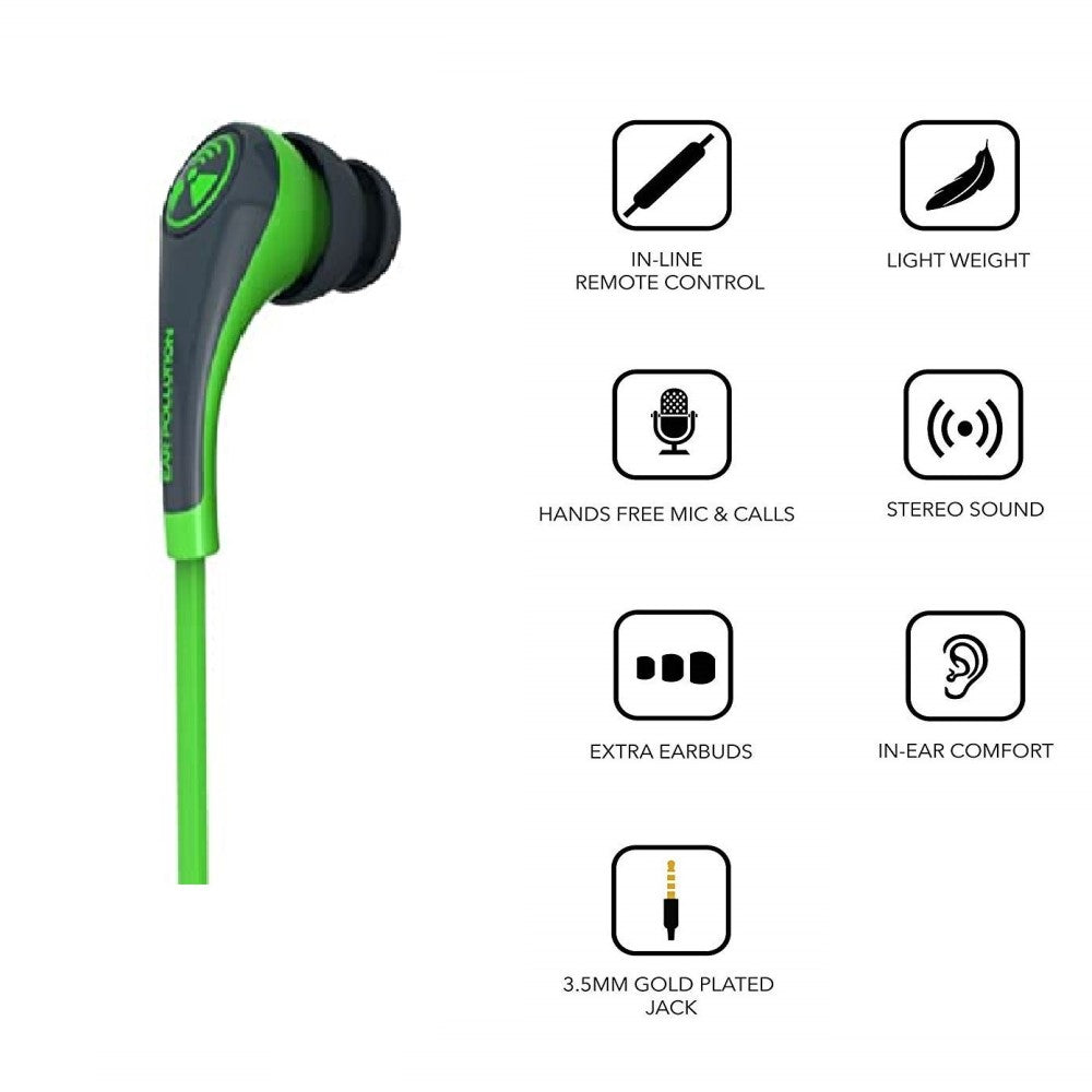 iFrogz Audio - Ear Pollution Plugz with Mic - Neon Green