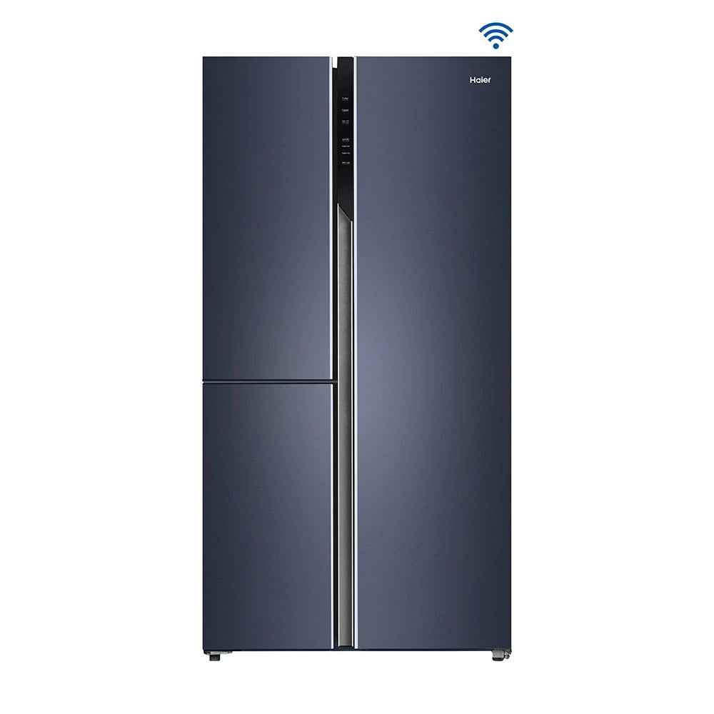 Haier 598L 3 Star Triple Door Convertible Side by Side Refrigerator with Smart Sense AI - Graphite Black