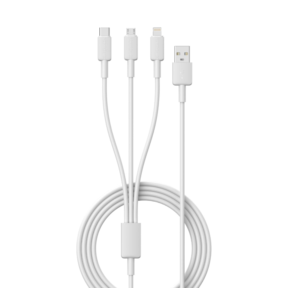 Portronics Konnect Link 3 Multi-Functional 3-in-1 Cable - White