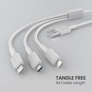 Portronics Konnect Link 3 Multi-Functional 3-in-1 Cable - White
