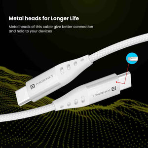 Portronics Konnect C1 Type C to Type C 20W Charging Cable - White