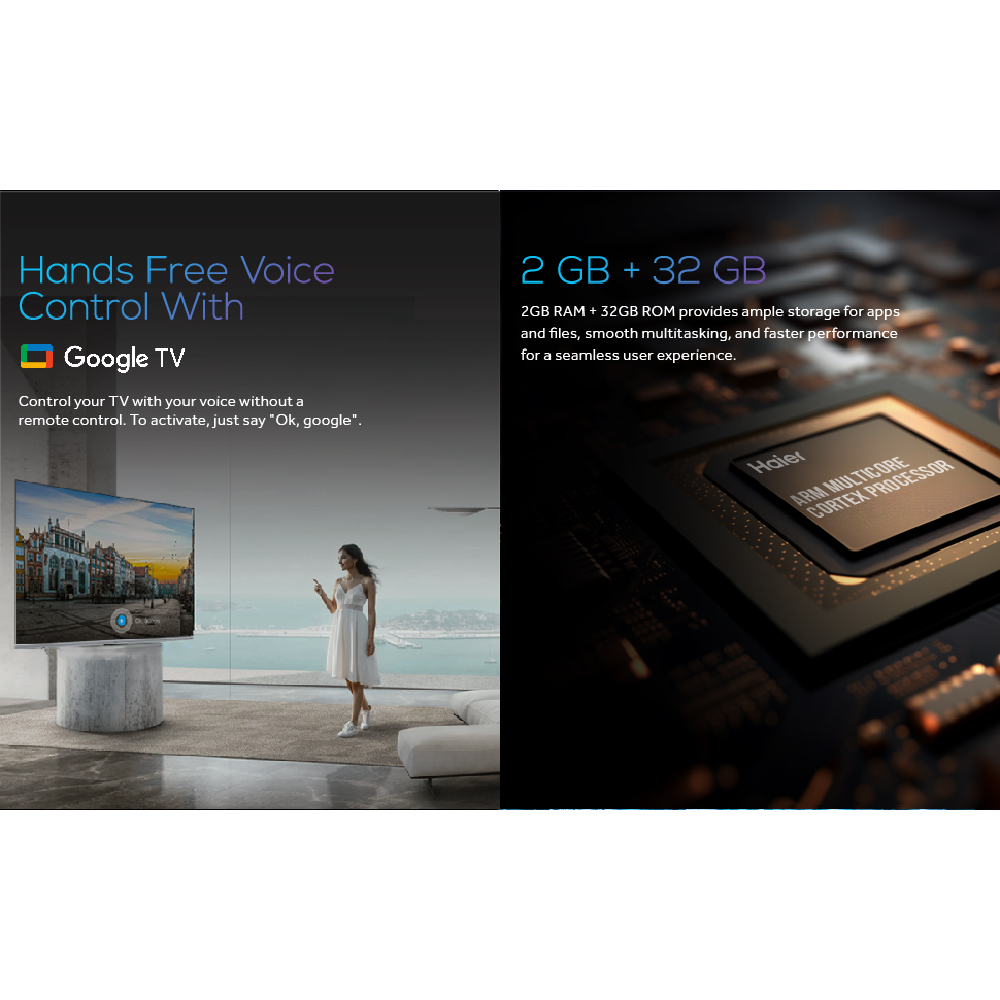 Haier 55" 4K HDR Smart Google TV With Hands Free Voice Control - 55P7GT - Grey