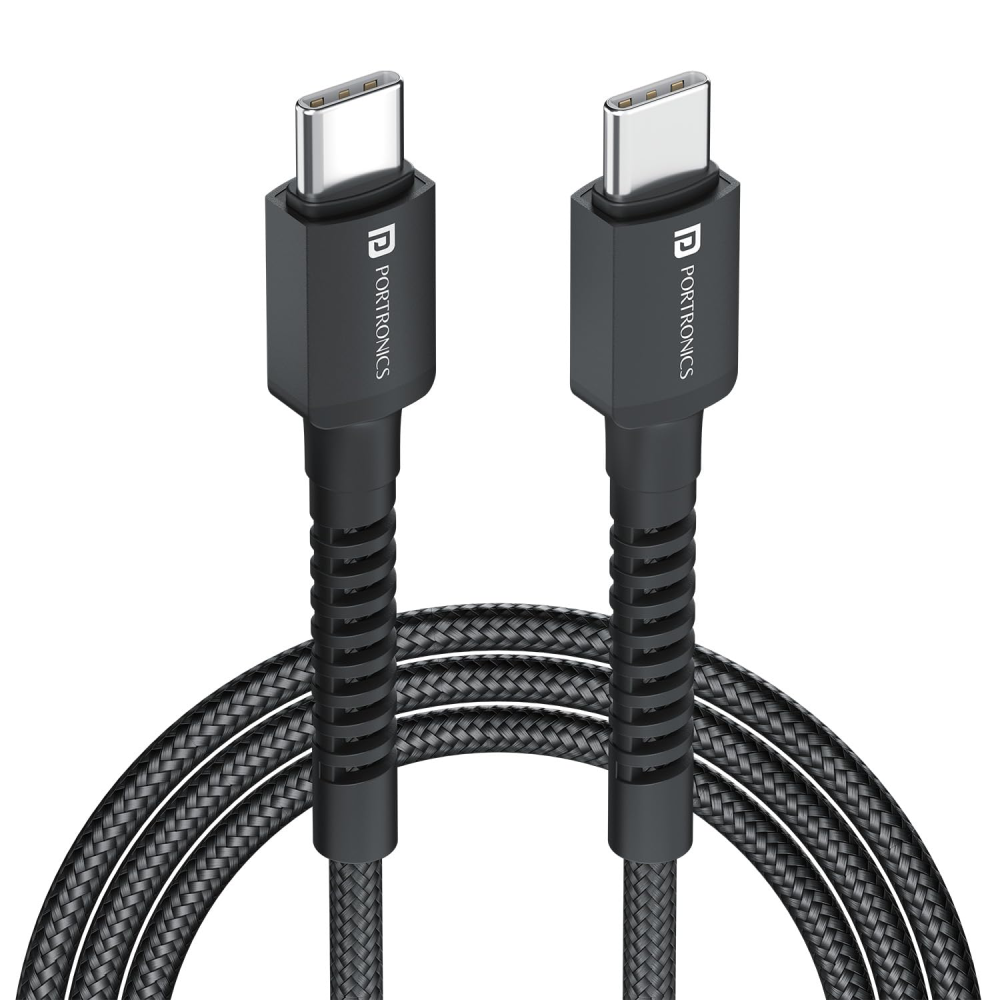 Portronics Konnect X 60W Fast Charging 1M Type-C to Type-C Cable - Black