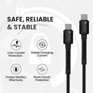 Portronics Konnect X 60W Fast Charging 1M Type-C to Type-C Cable - Black