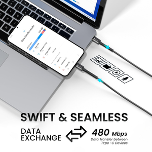 Portronics Konnect X 60W Fast Charging 1M Type-C to Type-C Cable - Black