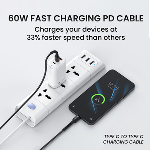 Portronics Konnect X 60W Fast Charging 1M Type-C to Type-C Cable - Black