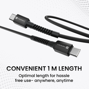 Portronics Konnect X 60W Fast Charging 1M Type-C to Type-C Cable - Black
