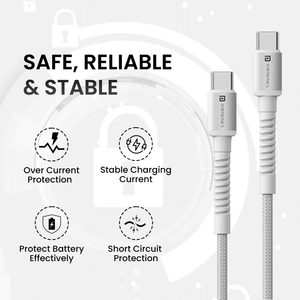Portronics Konnect X 60W Fast Charging 1M Type-C to Type-C Cable - White