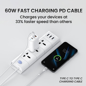 Portronics Konnect X 60W Fast Charging 1M Type-C to Type-C Cable - White
