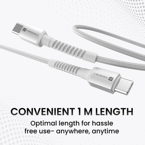 Portronics Konnect X 60W Fast Charging 1M Type-C to Type-C Cable - White
