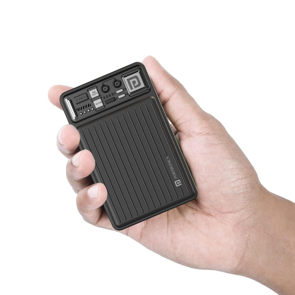 Portronics Luxcell Mini 10K 10000mAh Charging Power Bank - Black