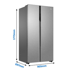 Haier 630L 3 Star Side by Side Frost Free Refrigerator - Shiny Steel