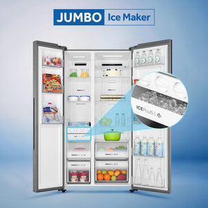 Haier 630L 3 Star Side by Side Frost Free Refrigerator - Shiny Steel