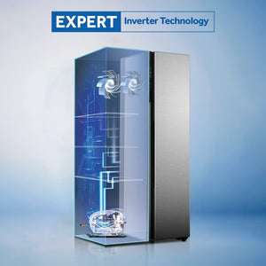 Haier 630L 3 Star Side by Side Frost Free Refrigerator - Shiny Steel