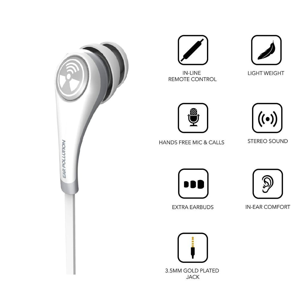 iFrogz Audio- Ear Pollution Plugz with Mic - White