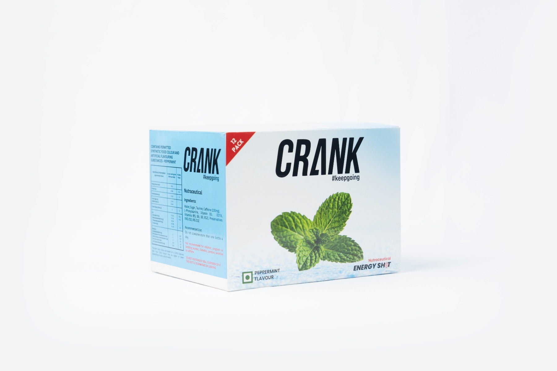 Crank Energy Shot – Peppermint Flavour, Pack of 12 (60ml each)