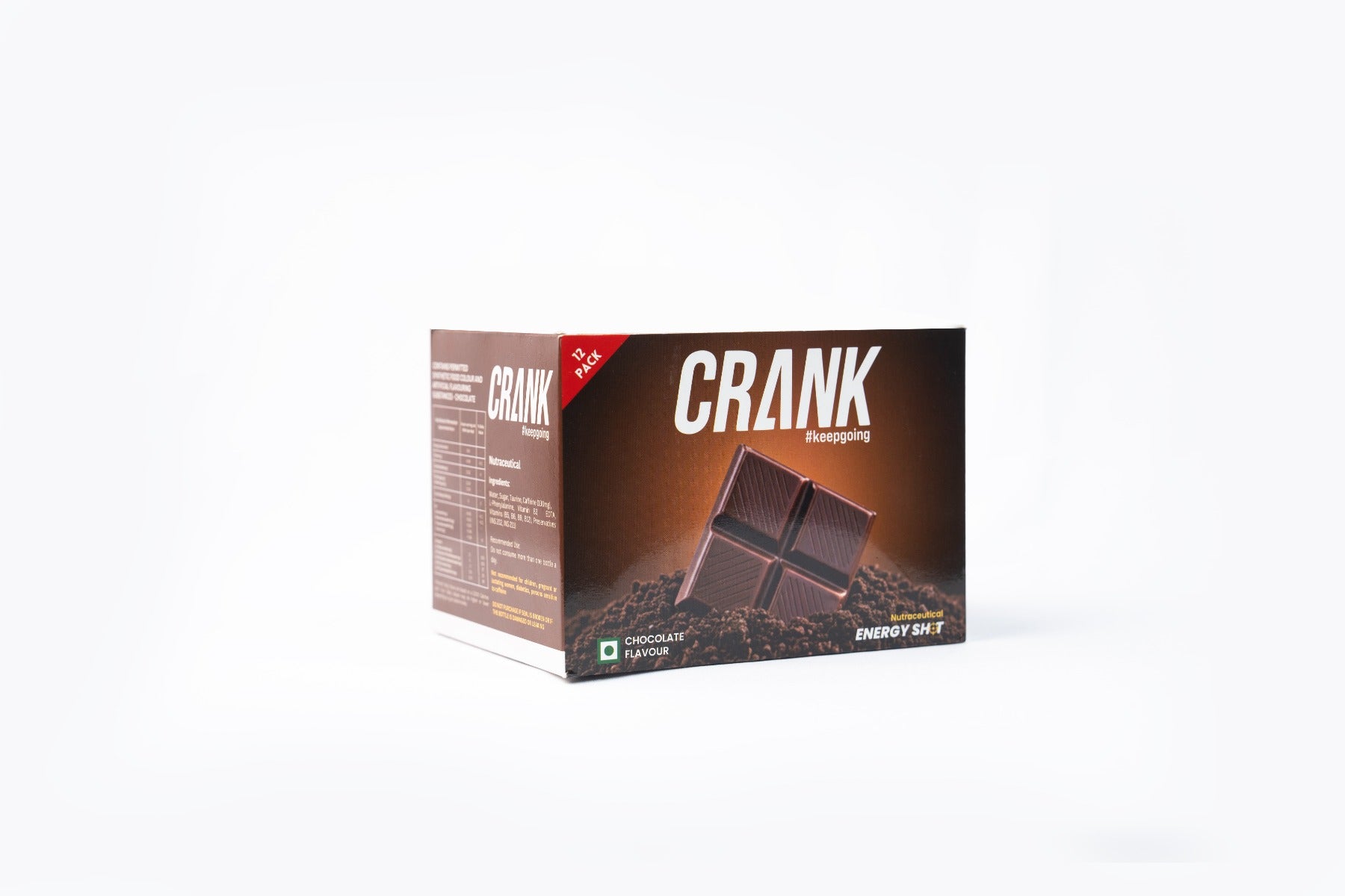 Crank Energy Shot – Chocolate Flavour, Pack of 12 (60ml each)