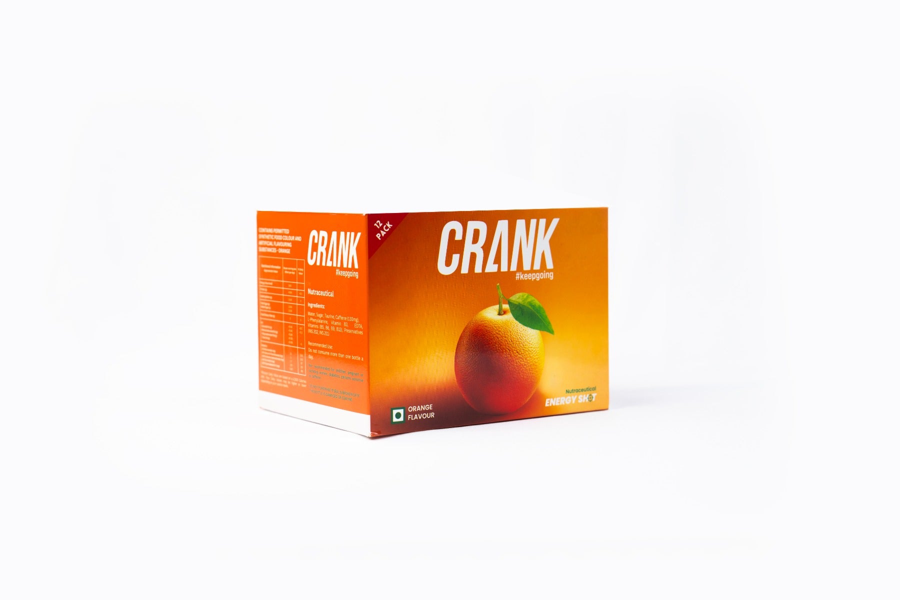 Crank Energy Shot – Orange Flavour, Pack of 12 (60ml each)