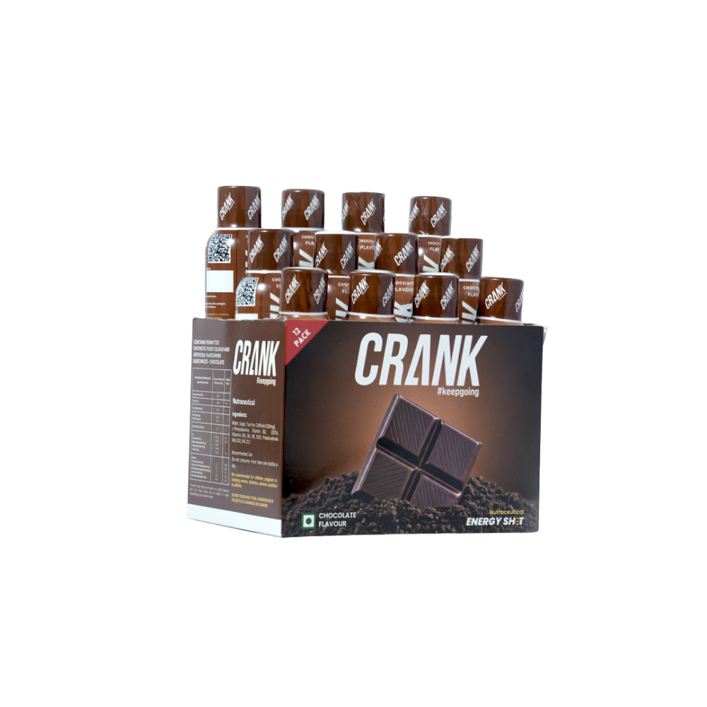Crank Energy Shot – Chocolate Flavour, Pack of 12 (60ml each)