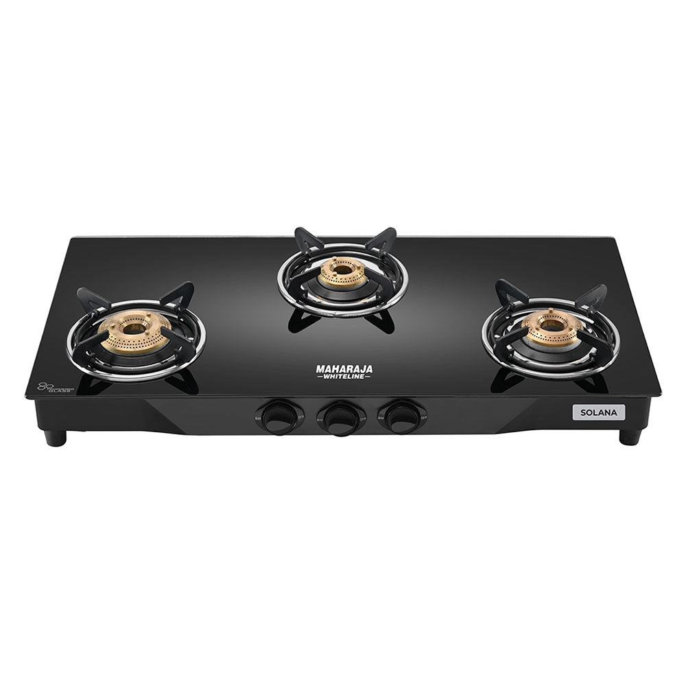 Maharaja Whiteline Solana 3 Burner Glass Gas Cooktop - Black