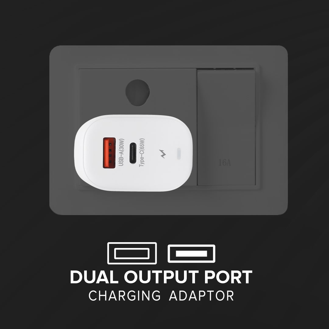 Tempt Alpha 65W Dual Port Smart Fast Charging Adaptor