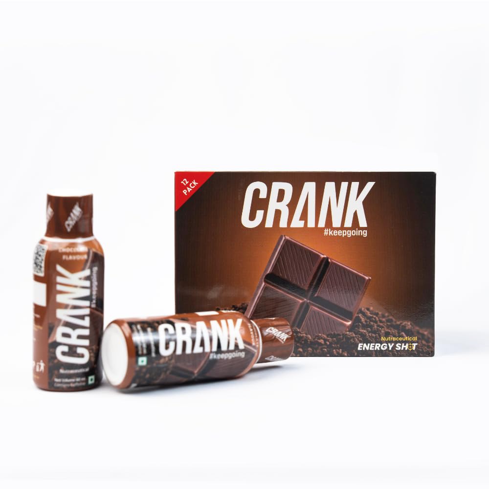 Crank Energy Shot – Chocolate Flavour, Pack of 12 (60ml each)