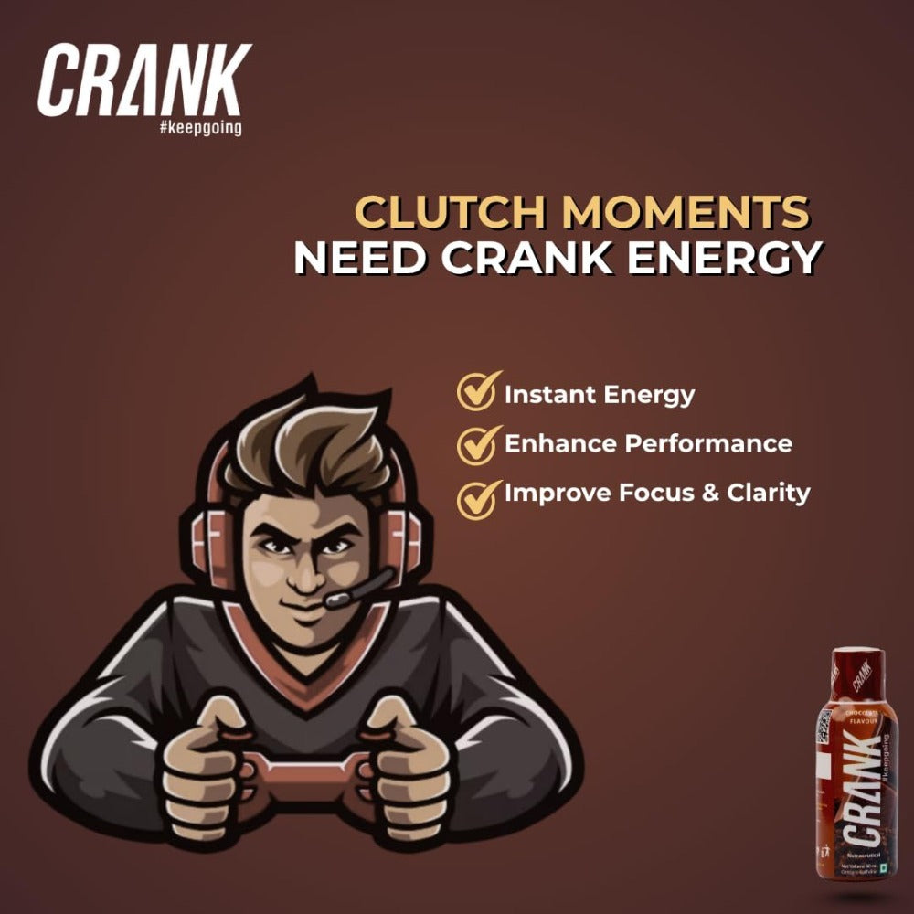 Crank Energy Shot – Chocolate Flavour, Pack of 12 (60ml each)