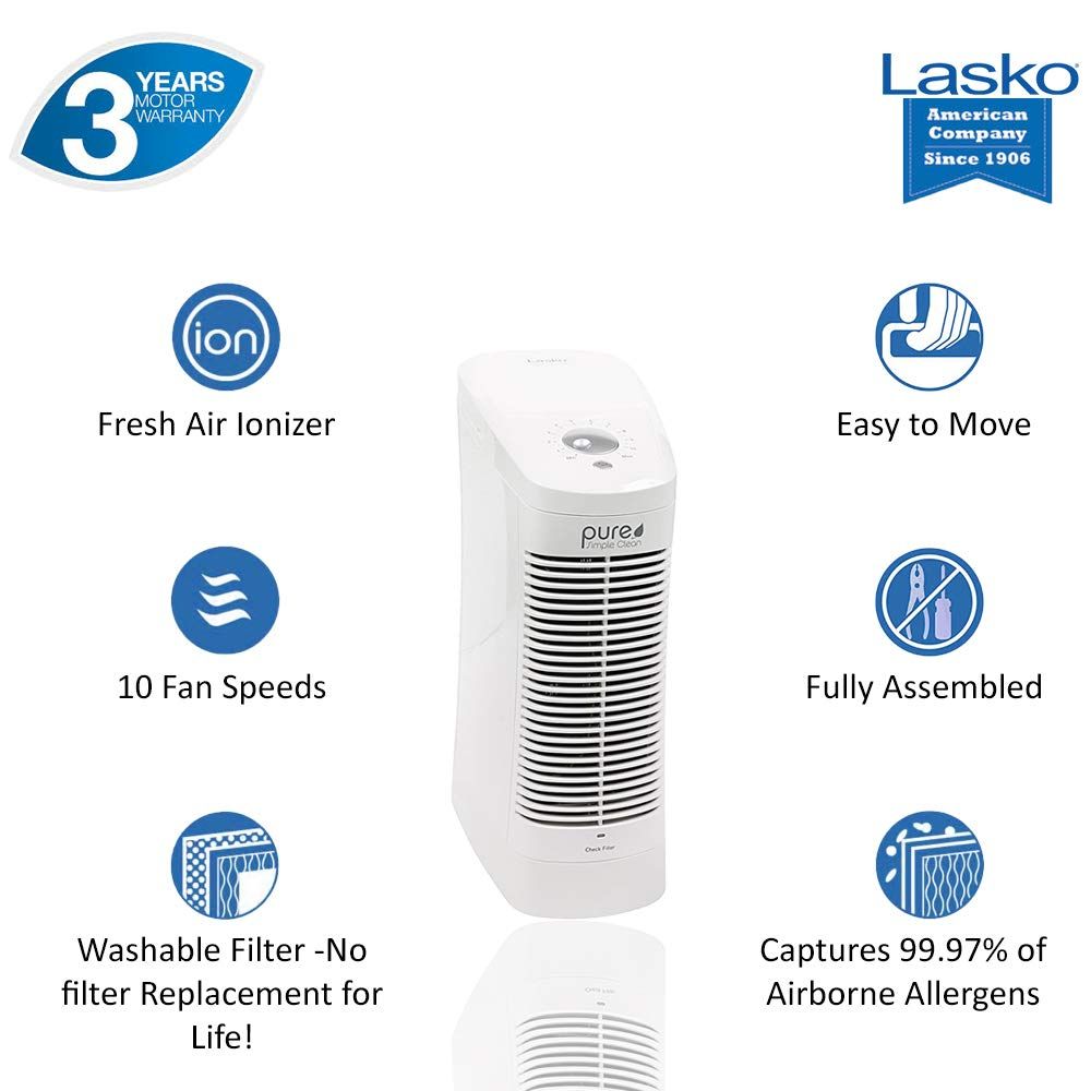 Lasko Electrostatic Air Purifier with Stainless Steel Filter 