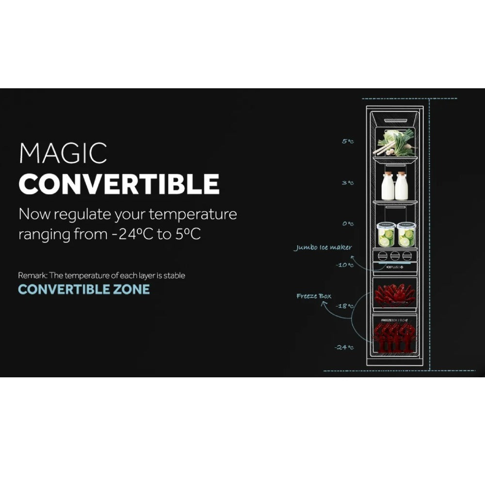 Haier 630L 3 Star Side by Side Frost Free Refrigerator - Shiny Steel