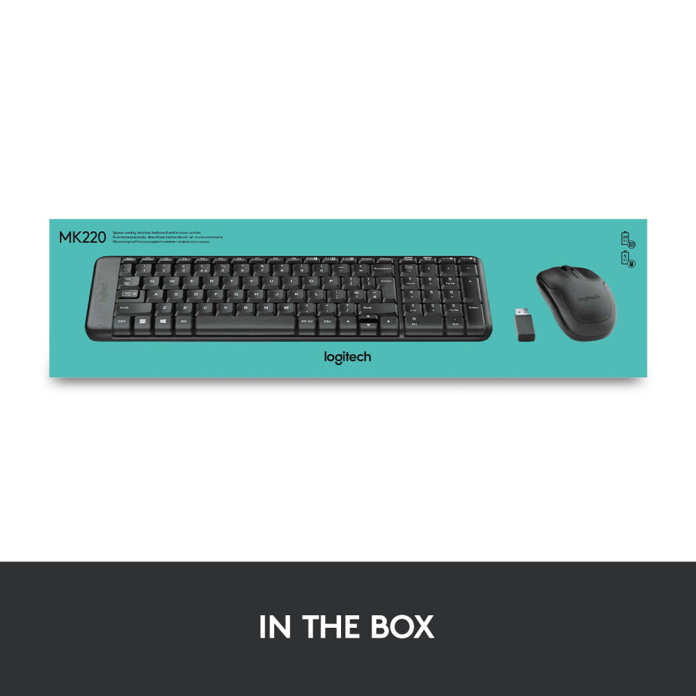 Logitech MK220 Wireless Keyboard and Mouse Combo - Black