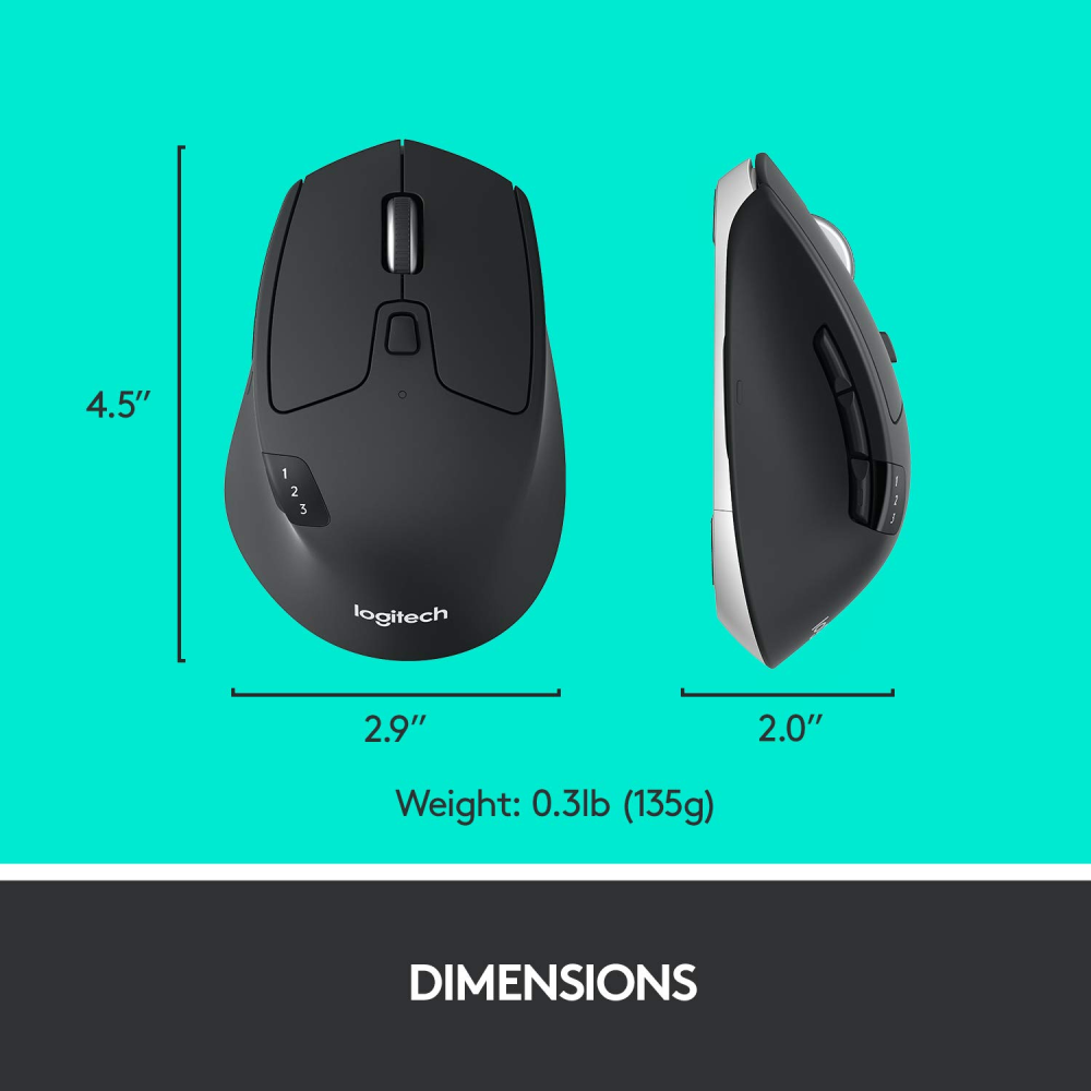 Logitech M720 Triathlon Multi-Device Wireless Mouse - Graphite Black