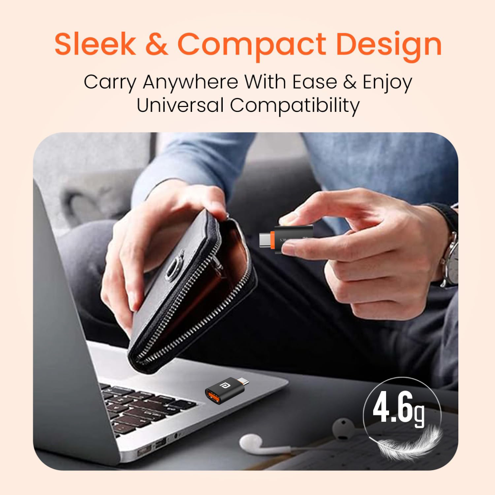 Portronics Bridge Y USB 3.0 to Type C OTG Adapter - Black