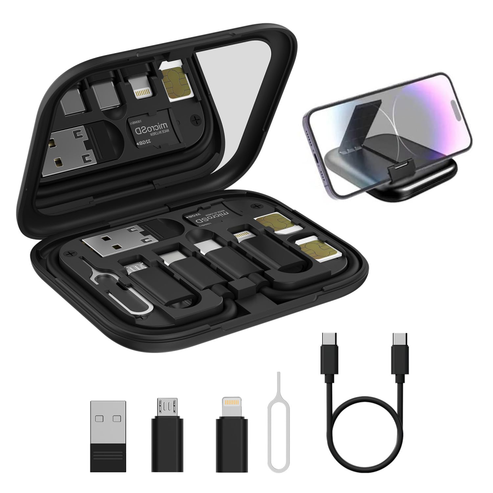 Portronics Snapcase 60W Multifunctional Fast Charging Cable Kit - Black