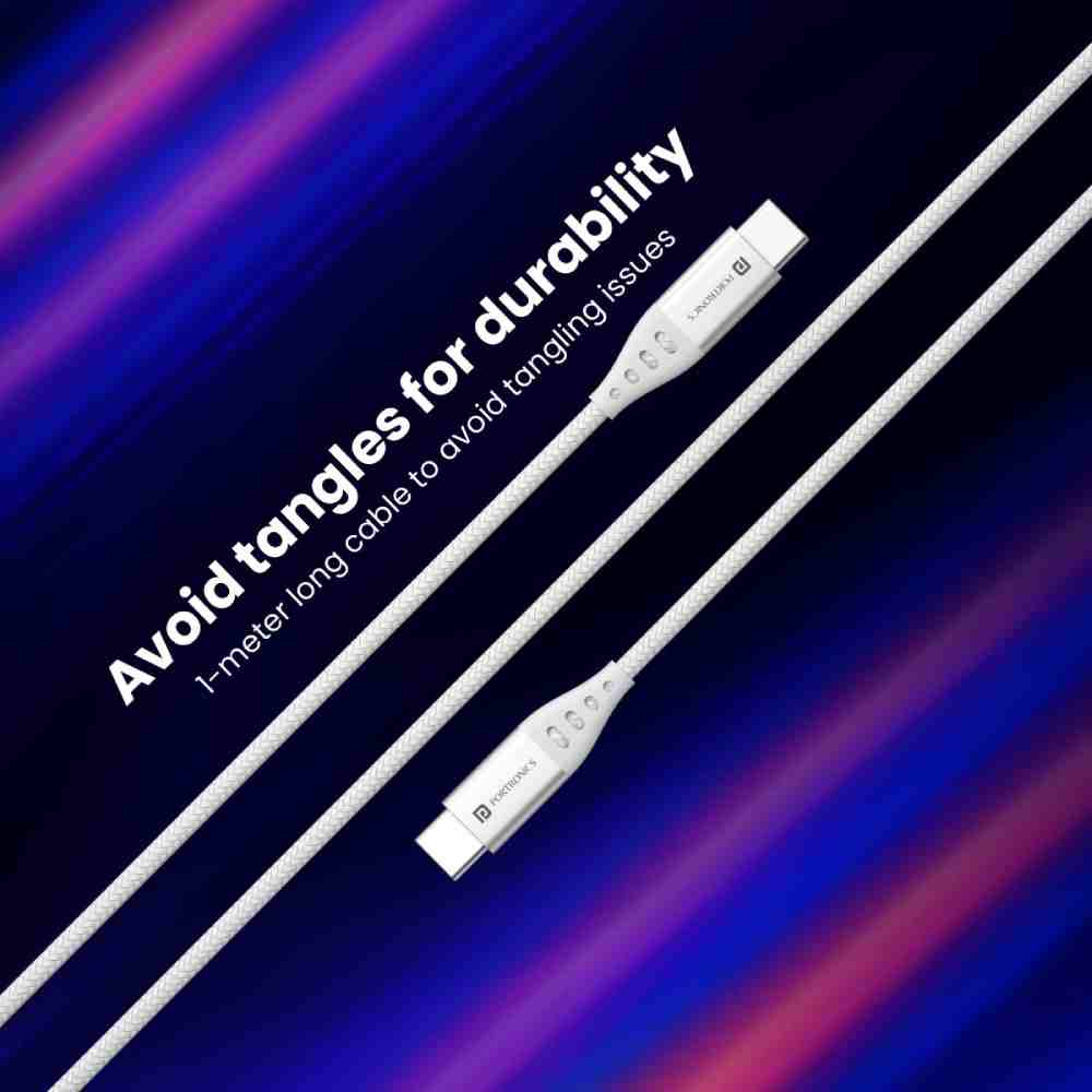 Portronics Konnect C1 Type C to Type C 20W Charging Cable - White