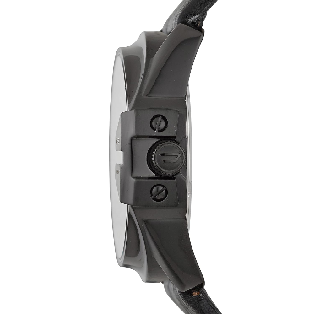 Diesel Master Chief Analog Black Dial Leather Strap Watch for Men