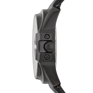 Diesel Master Chief Analog Black Dial Leather Strap Watch for Men