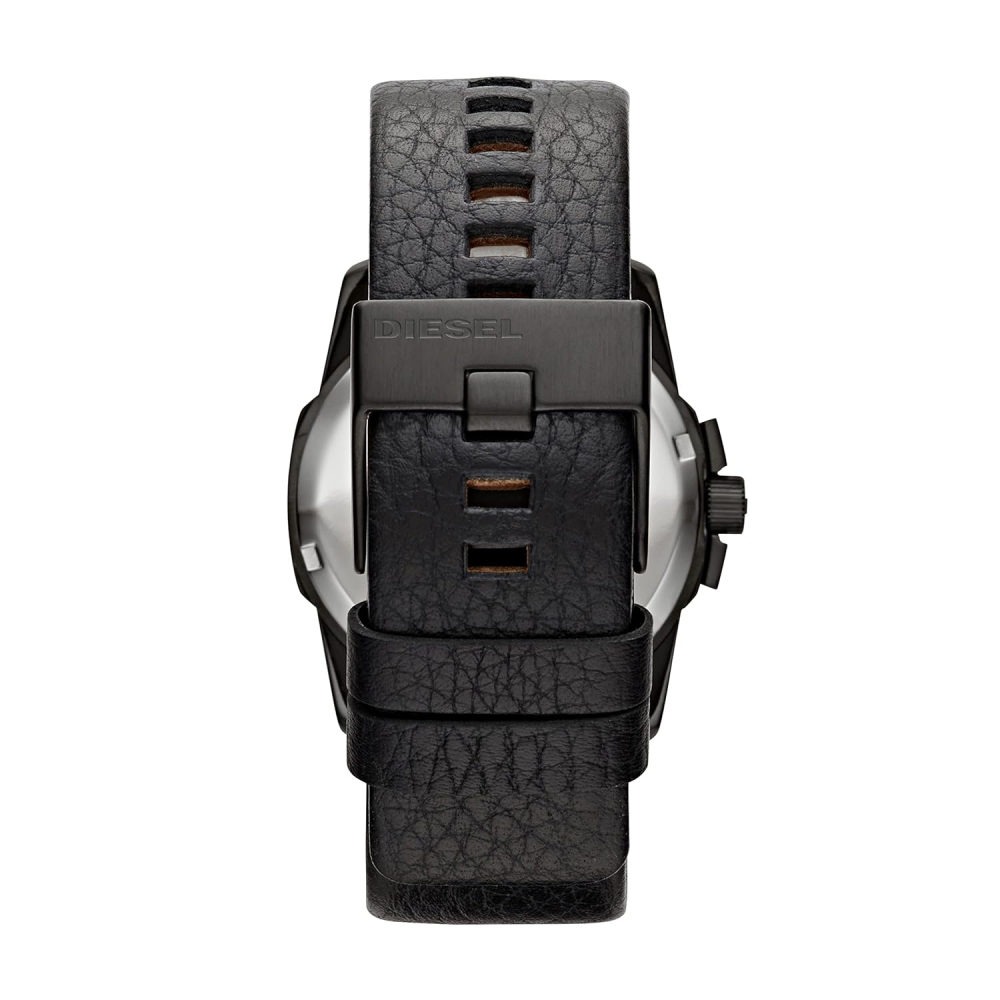 Diesel Master Chief Analog Black Dial Leather Strap Watch for Men