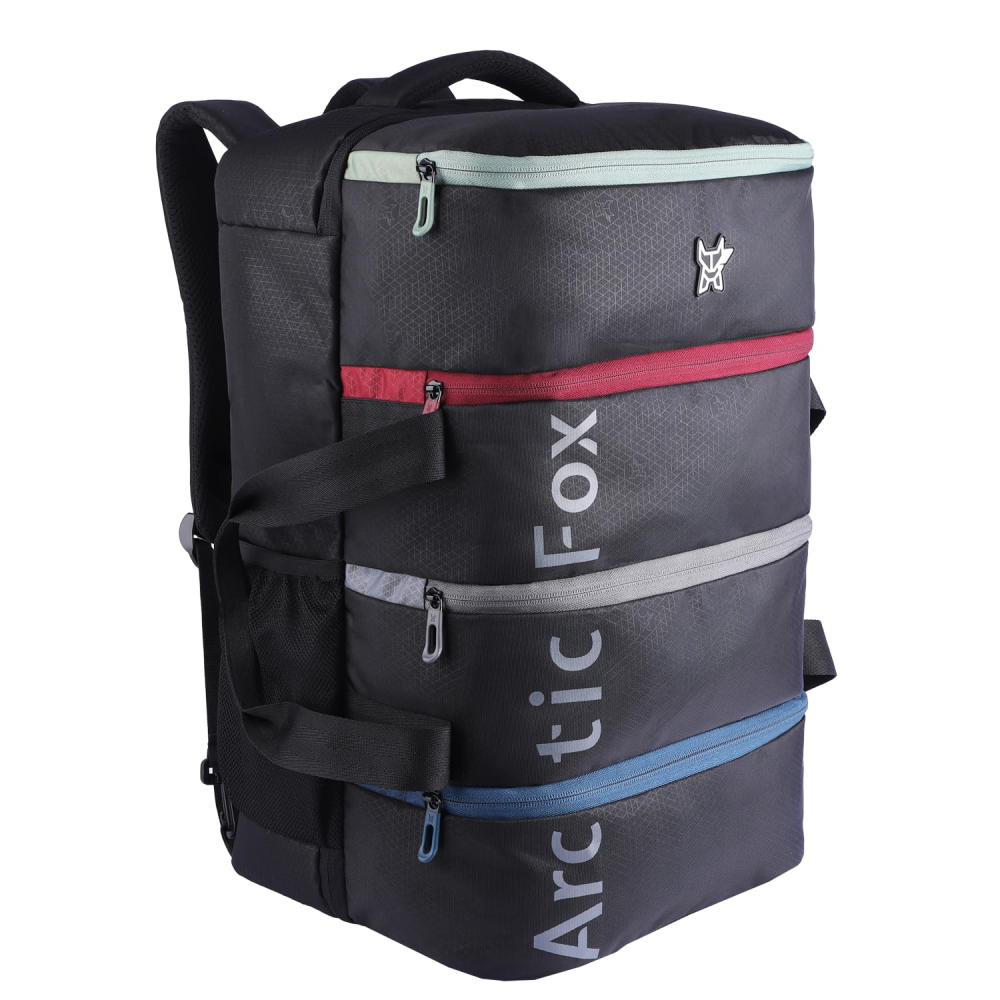 Arctic Fox 45L Rainbow Duffel Bag Cum Backpack - Black