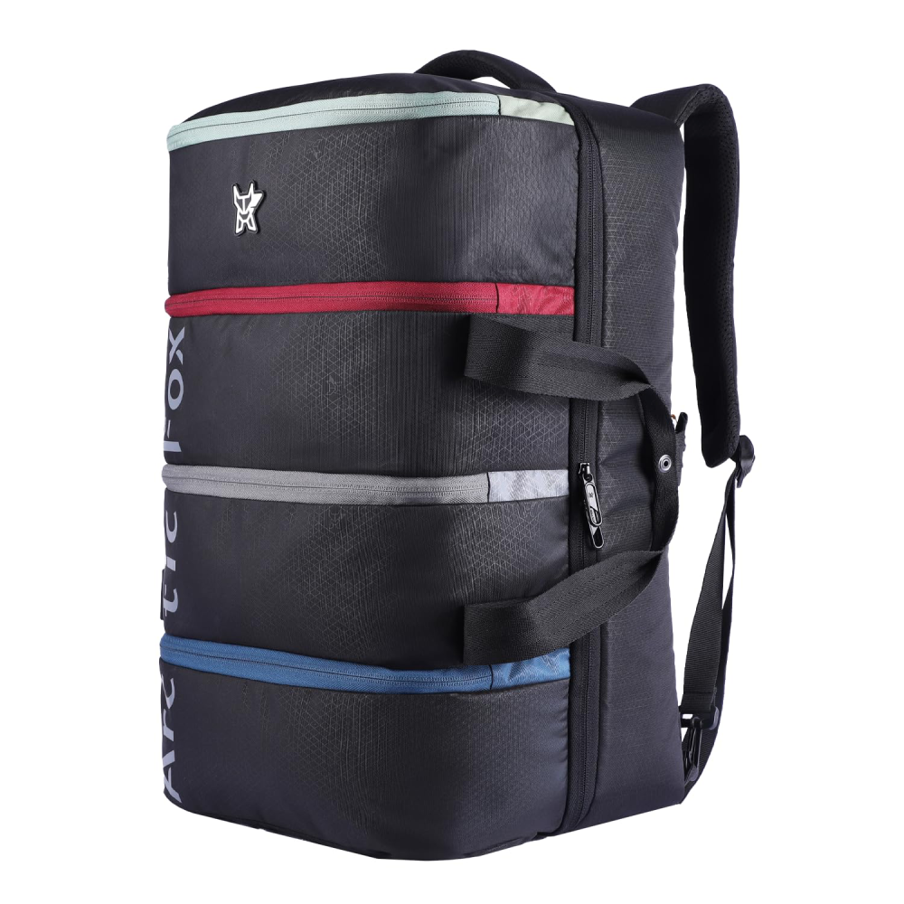 Arctic Fox 45L Rainbow Duffel Bag Cum Backpack - Black
