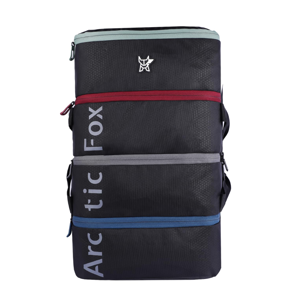 Arctic Fox 45L Rainbow Duffel Bag Cum Backpack - Black