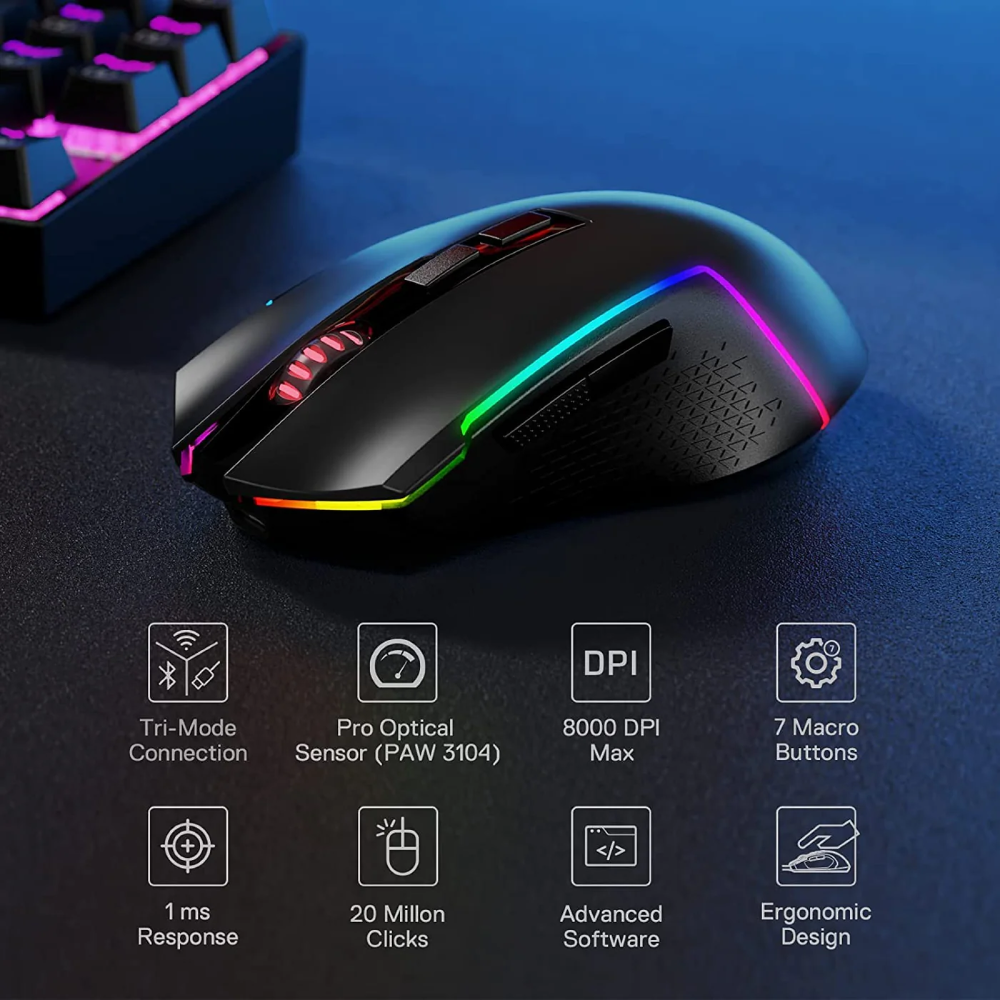 Redragon Trident Pro M693 RGB Wireless & Bluetooth Mouse