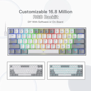 Redragon Fizz K617 60% Wired Mechanical Keyboard with Red Switches - White & Grey
