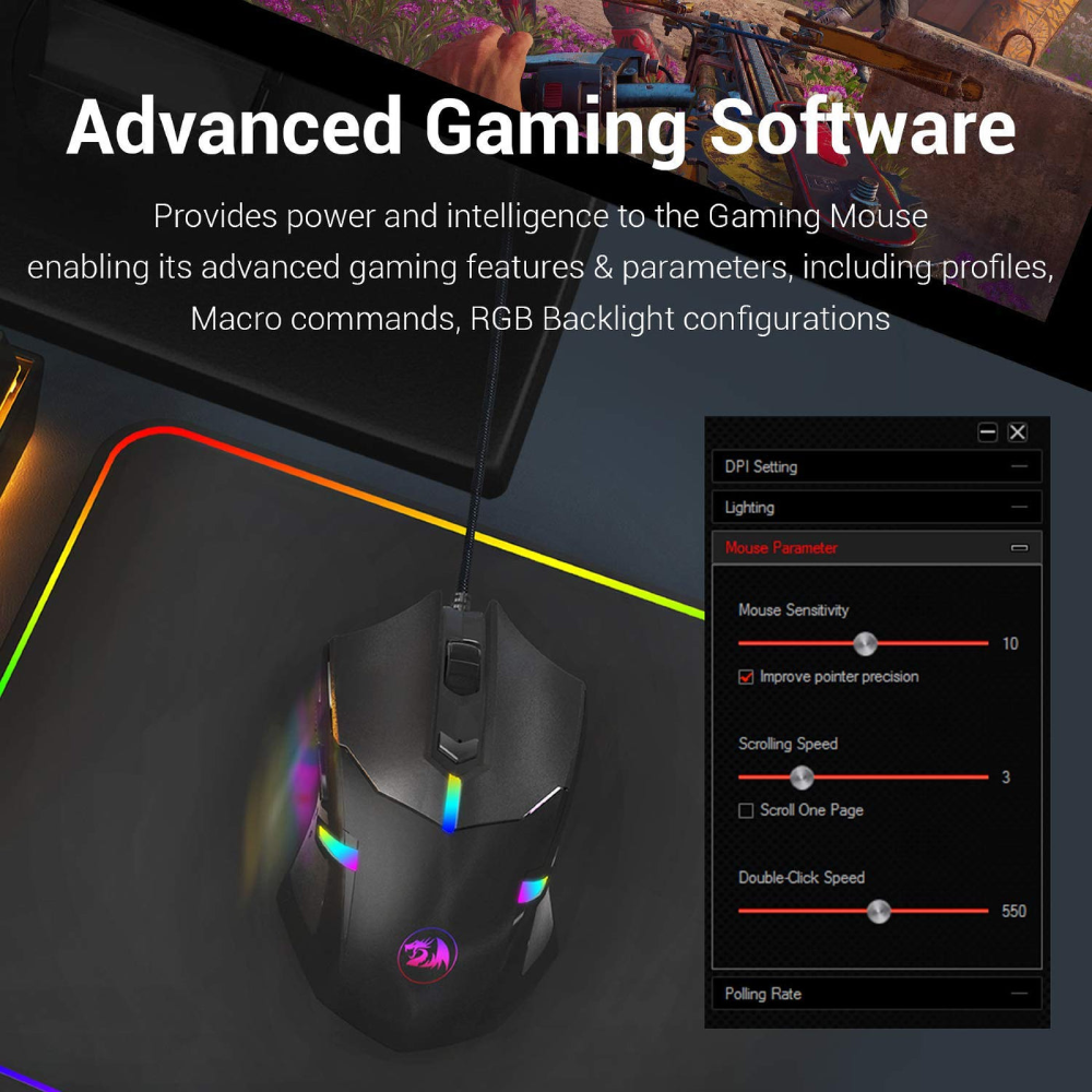 Redragon Centrophorus M601 RGB Wired Mouse 