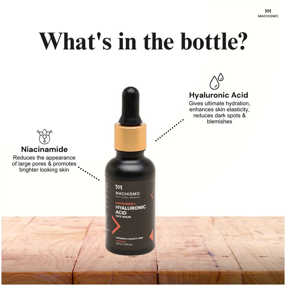 Machismo Niacinamide & Hyaluronic Acid Face Serum- 30ml